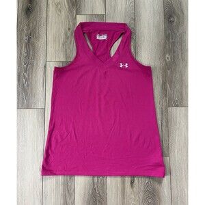Under Armour HeatGear Pink Racer Athletic Tank Semi Fitted Women’s Sz Medium